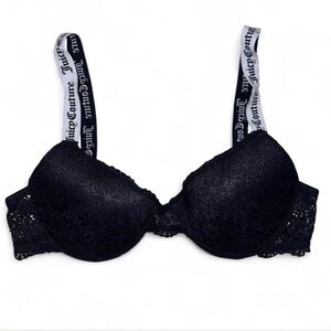 Juicy Couture Black Lace Push Up Bra 38C